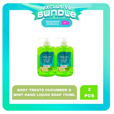 BODY TREATS - BODY TREATS Cucumber & Mint Hand Liquid Soap 750ml x 2 Bundle image