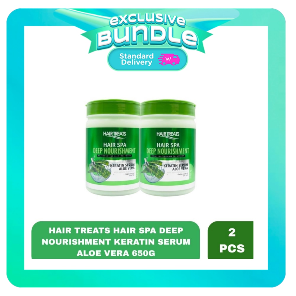 HAIR TREATS Deep Nourishment Keratin Serum Aloe Vera Hair Spa 650g x 2 Bundle image