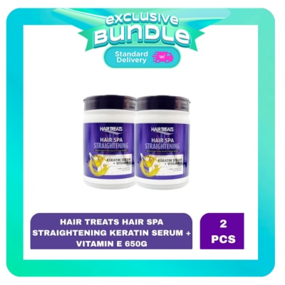HAIR TREATS - HAIR TREATS Straightening Keratin Seum + Vitamin E Hair Spa 650g x 2 Bundle image