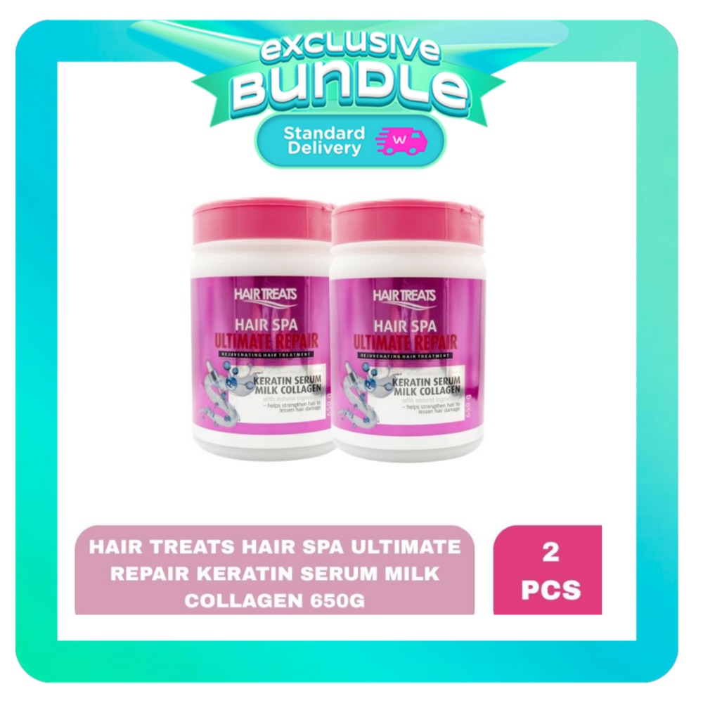 HAIR TREATS Ultimate Repair Keratin Serum Milk Collagen Hair Spa 650g x 2 Bundle image