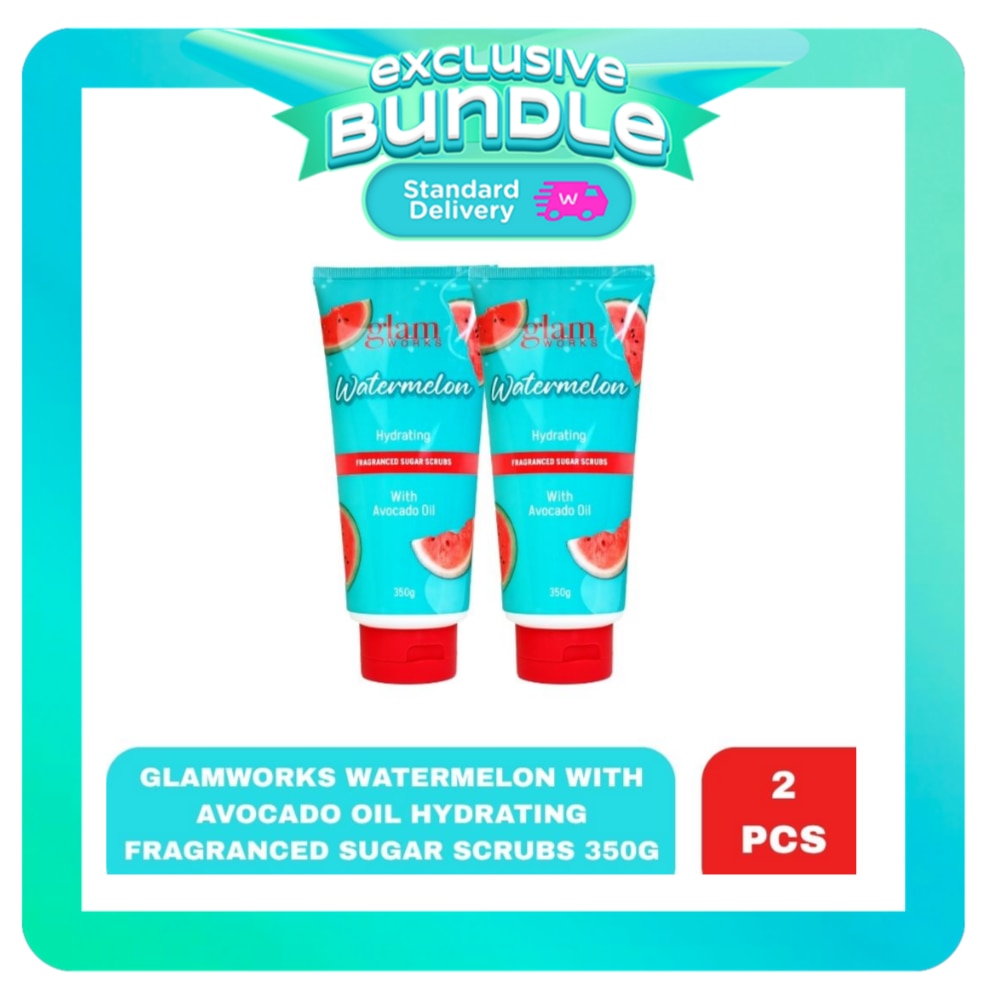 GLAMWORKS Watermelon Hydrating Fragranced Sugar Scrubs with Avocado Oil 350g x 2 Bundle