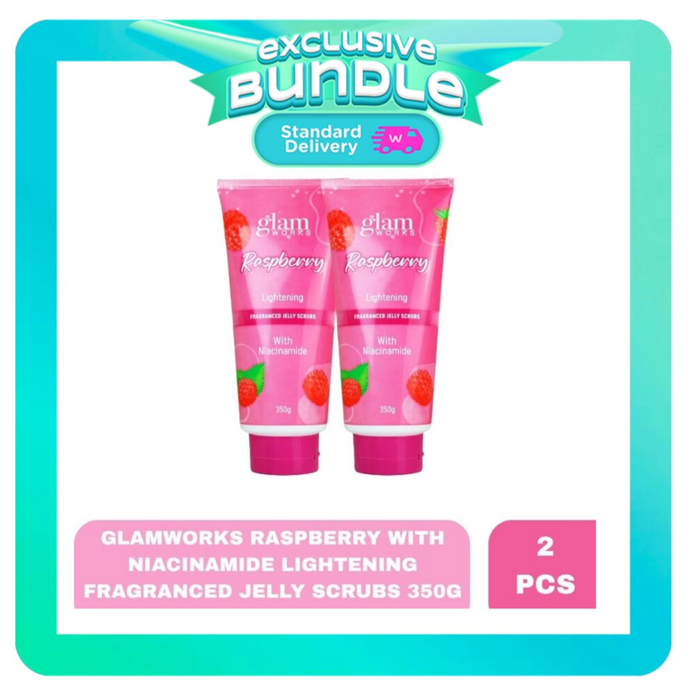GLAMWORKS Raspberry Lightening Fragranced Jelly Scrubs with Niacinamide 350g x 2 Bundle image