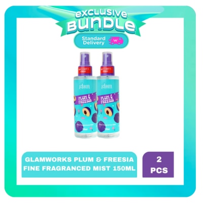 GLAMWORKS GLAMWORKS Plum and Freesia Fine Fragrance Mist 150ml x 2 Bundle image