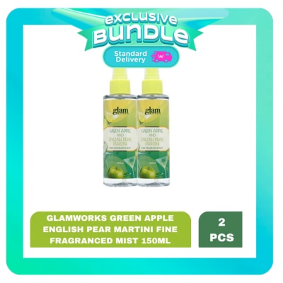 GLAMWORKS GLAMWORKS Green Apple and English Pear Martini Fine Fragrance Mist 150ml x 2 Bundle image