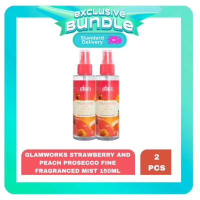 GLAMWORKS GLAMWORKS Strawberry and Peach Prosecco Fine Fragrance Mist 150ml x 2 Bundle image