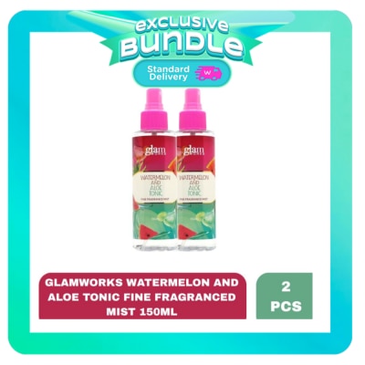 GLAMWORKS GLAMWORKS Watermelon and Aloe Tonic Fine Fragrance Mist 150ml x 2 Bundle image