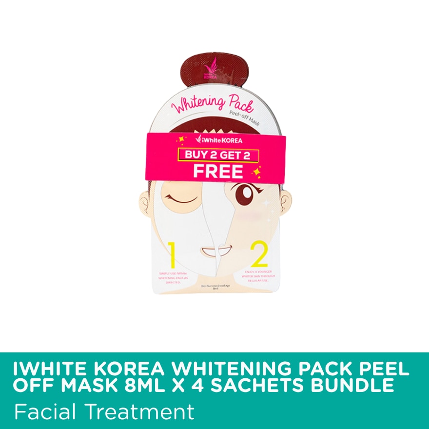 IWHITE KOREA Whitening Pack Peel Off Mask 8ml x 4 Sachets Bundle image