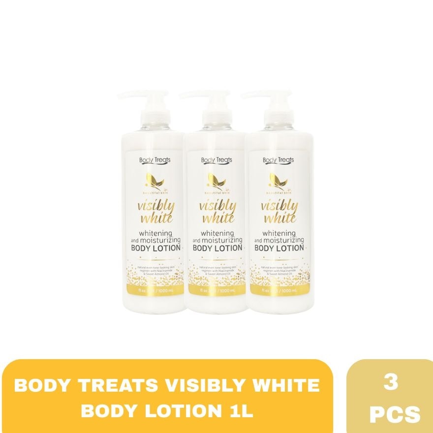 BODY TREATS Visibly White Body Lotion 1000ml x 3 Bundle