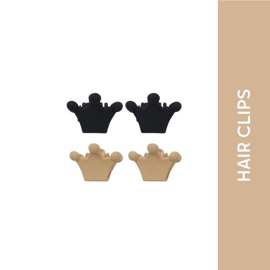 MIINE Crown Hairclip Set in Black and Beige 4s image