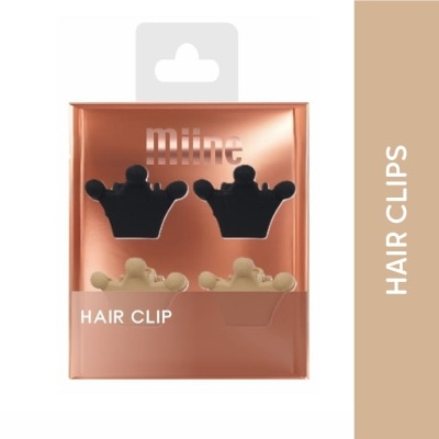 MIINE MIINE Crown Hairclip Set in Black and Beige 4s image