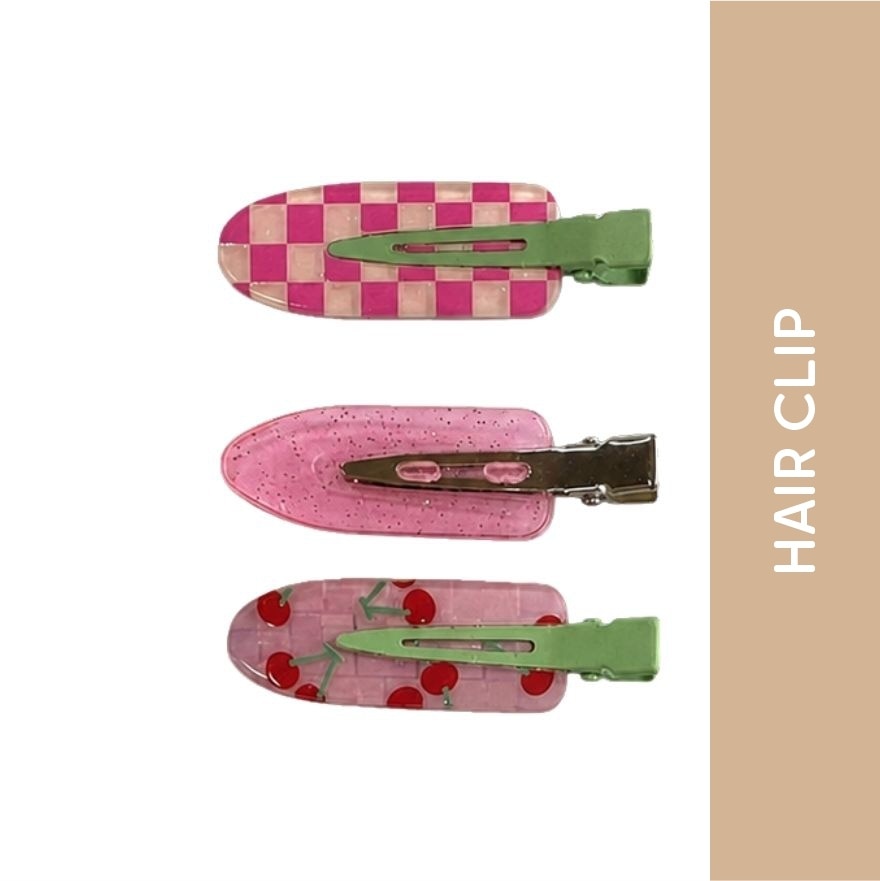MIINE Cherry Checkered Hair Clip Set 3pc image
