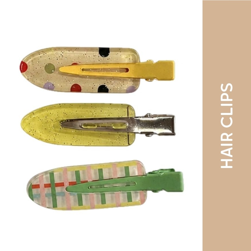 MIINE Lemon Polka Dot Hair Clip Set 3pc image