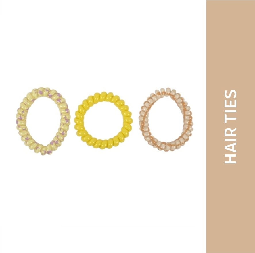 MIINE Spiral Hair Ties in Yellow Set 3s image