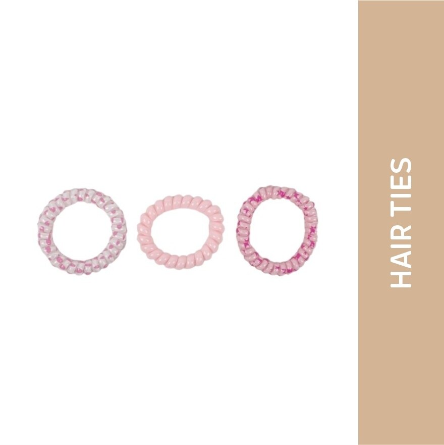 MIINE Spiral Hair Ties in Pink Set 3s image