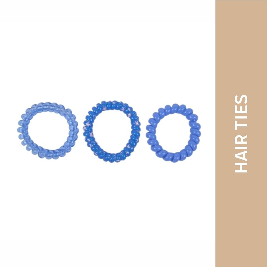 MIINE Spiral Hair Ties in Blue Set 3s image