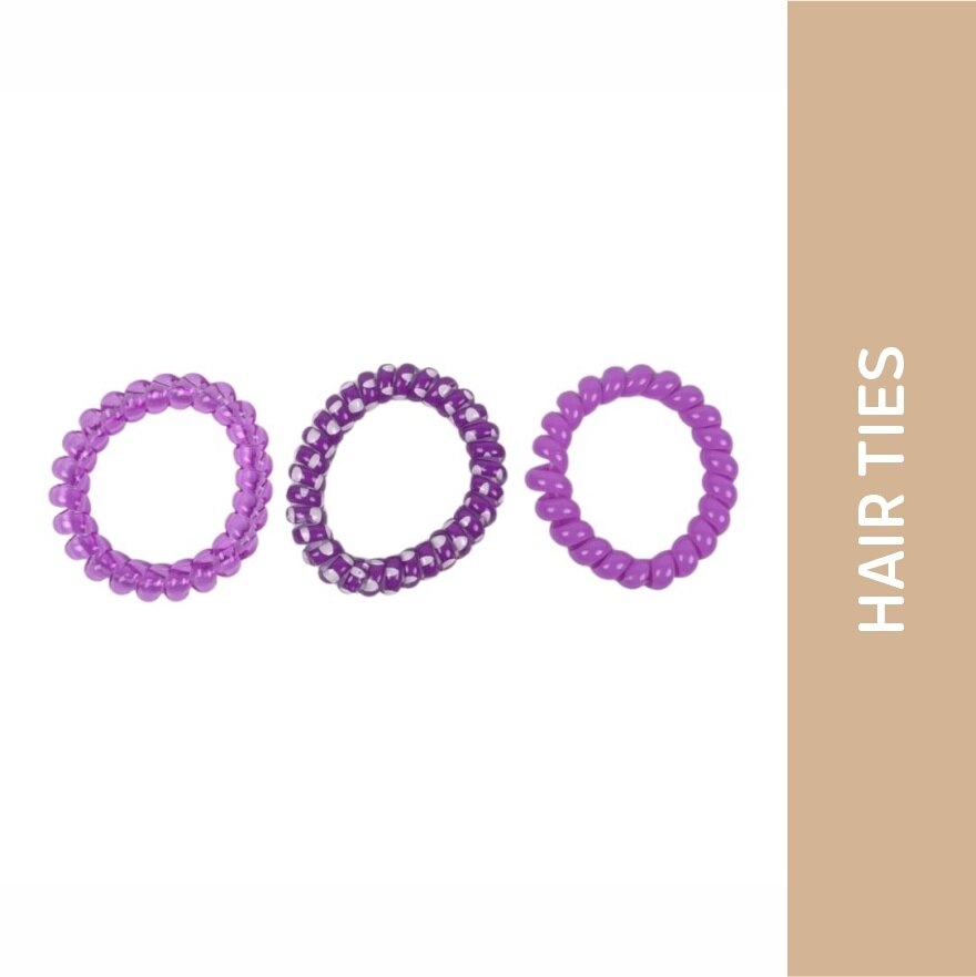 MIINE Spiral Hair Ties in Violet Set 3s image
