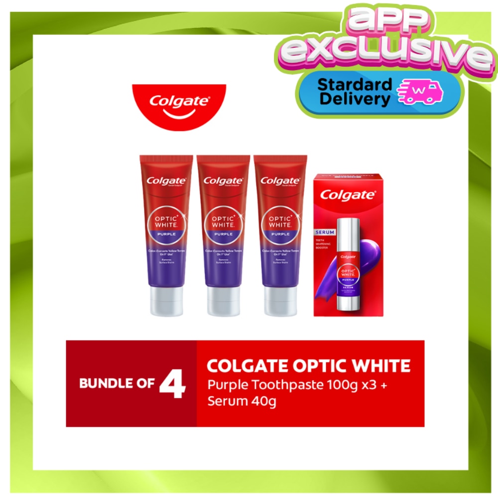 Colgate Optic White Purple Toothpaste 100g 3s + Optic White Purple Serum 40ml