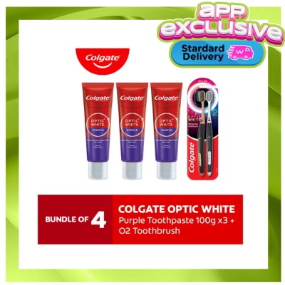 COLGATE - Colgate Optic White Purple Toothpaste 100g 3s + Optic White O2 Toothbrush 2s image