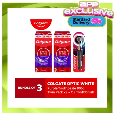 COLGATE Colgate Optic White Purple Toothpaste 100g 4s + Optic White O2 Toothbrush 2s image