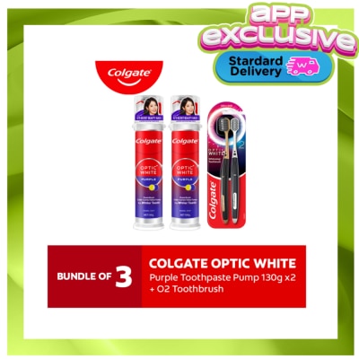 COLGATE - Colgate Optic White Purple Toothpaste Pump 130g 2s + Optic White O2 Toothbrush 2s image