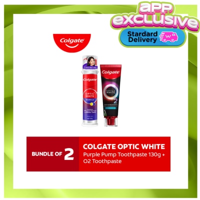 COLGATE Colgate Optic White Purple Pump 130g + Optic White O2 Toothpaste 85g image