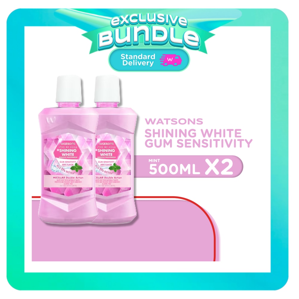WATSONS Love My Smile Shining White Gum Sensitivity Mint Flavor 500ml Bundle image