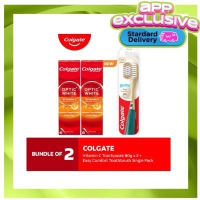 COLGATE COLGATE Optic White Vitamin C Toothpaste 80g Pack of 2 + Easy Comfort Toothbrush + Mouthwash 250ml image