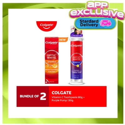COLGATE - COLGATE Optic White Vitamin C Whitening Toothpaste 80g + Optic White Purple Pump Toothpaste 130g image