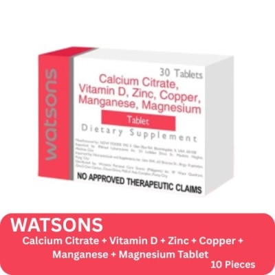 WATSONS GENERICS - Watsons Calcium Citrate + Vitamin D + Zinc + Copper + Manganese + Magnesium Tablet 10s image