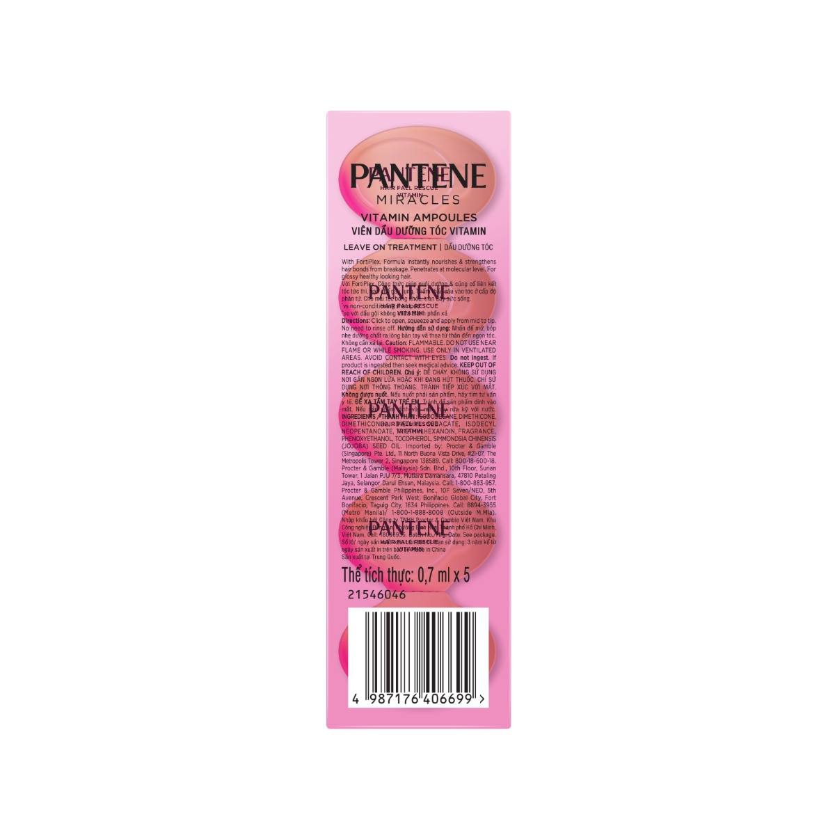 PANTENE Miracles Hair Fall Rescue Leave On Treatment Vitamin Ampoules 5s image