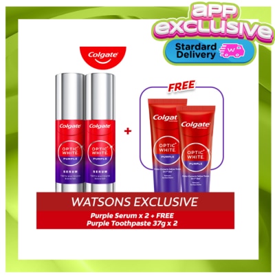 COLGATE - Colgate Optic White Purple Serum 40ml Pack of 2 + Free Optic White Purple Toothpaste 37g Pack of 2 image