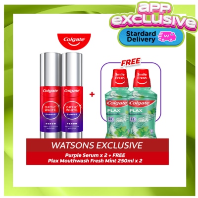 COLGATE - Colgate Optic White Purple Serum 40ml Pack of 2 + Free Plax Freshmint Mouthwash 250ml image