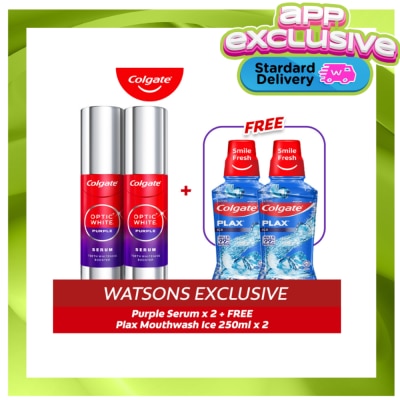 COLGATE - Colgate Optic White Purple Serum 40ml Pack of 2 + Free Plax Ice Mouthwash 250ml image