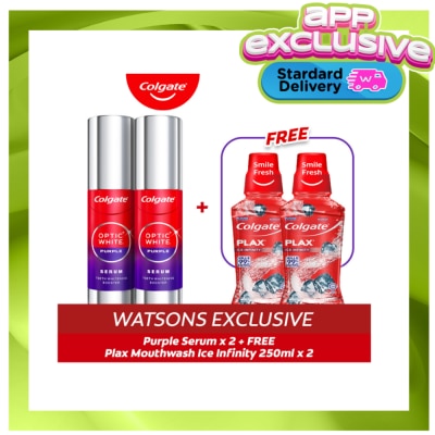 COLGATE - Colgate Optic White Purple Serum 40ml Pack of 2 + Free Plax Ice Infinity Mouthwash 250ml image
