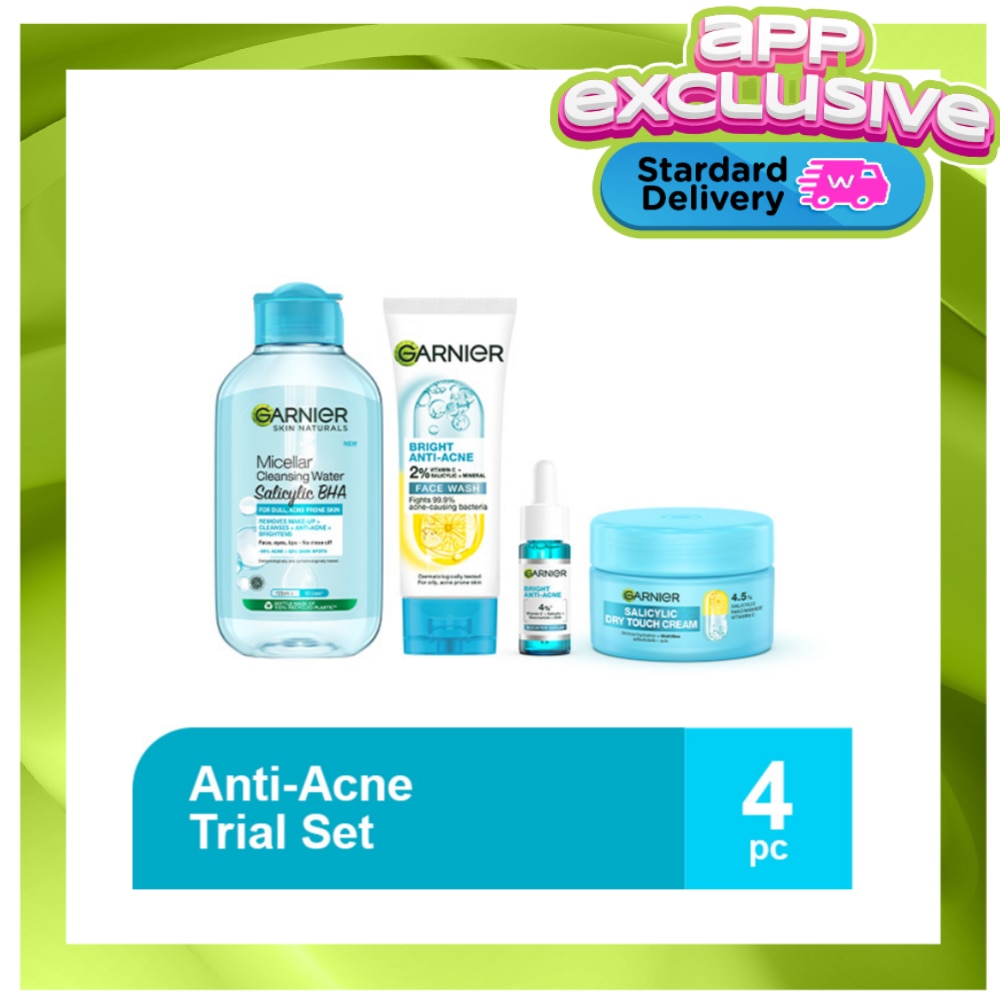 Garnier Bright Complete Salicylic Anti-Acne 4-pc Trial Set for Acne-Prone Skin image