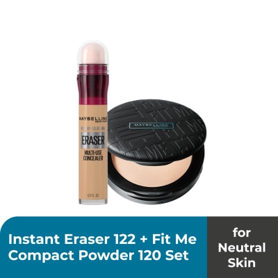MAYBELLINE - Maybelline Instant Age Rewind Concealer 6ml & Fit Me Compact Powder Set [Shade 122 & 120] image