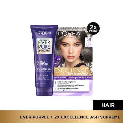 LOREAL - L'Oreal Paris Excellence Ash Supreme Hair Color 6.11 Smoky Ash Set of 2 image