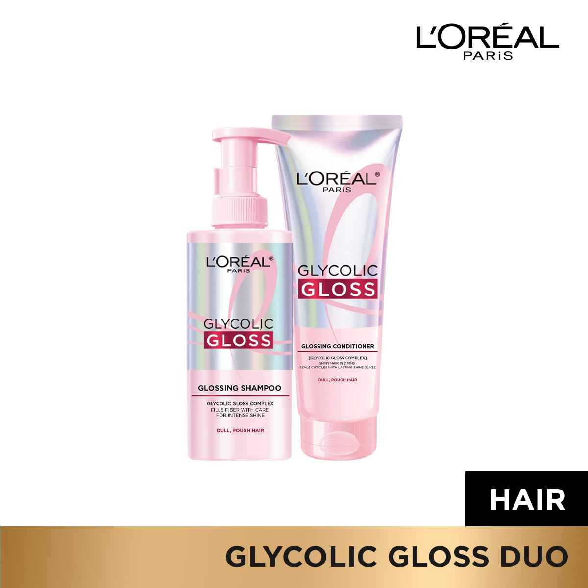 L'Oreal Paris Elseve Glycolic Gloss Shampoo 440ml & Conditioner 200ml Glossy Shine Duo image