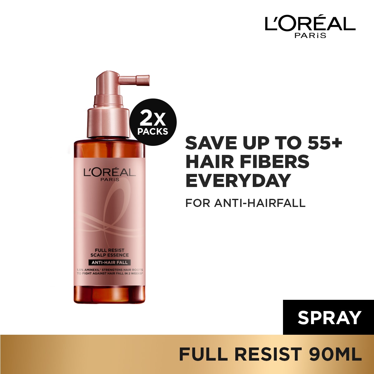 L'Oreal Paris Elseve Full Resist Anti-Hair Fall Spray 90ml Set of 2 image