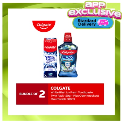 COLGATE Colgate Fresh Confidence White Blast Icy Toothpaste 150g Twin + Odor Knockout Mouthwash 500ml image