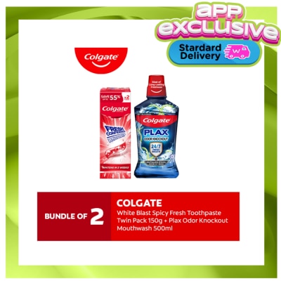 COLGATE Colgate Fresh Confidence White Blast Spicy Toothpaste 150g Twin + Odor Knockout Mouthwash 500ml image