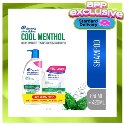 HEAD N SHOULDERS Head n Shoulders Cool Menthol Shampoo Pump + Refill Bundle image