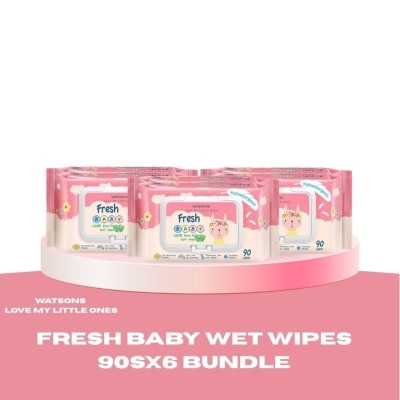 WATSONS - WATSONS Fresh Baby Soft Wipes 90 wipes x 6 Bundle image