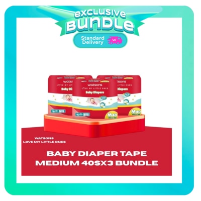 WATSONS WATSONS Baby Diaper Tape Medium 40s Jumbo Pack x 3 Bundle image