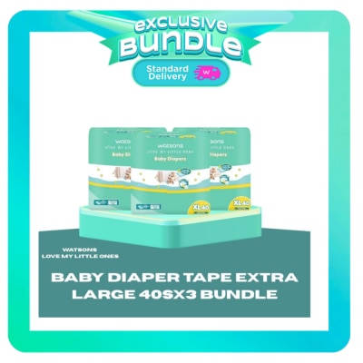 WATSONS WATSONS Baby Diaper Tape Extra Large 40s Jumbo Pack x 3 Bundle image