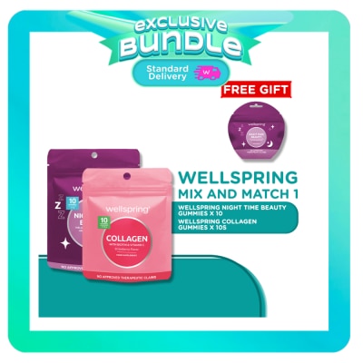 WELLSPRING Wellspring Nighttime Beauty Gummies X 10 + Wellspring Collagen Gummies X 10S With Free Gift image