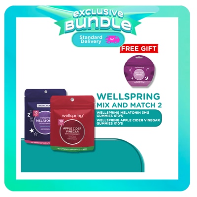 WELLSPRING Wellspring Applecidervinegar Gummies X 10+ Wellspring Melatonin 3Mg Gummies X 10S With Free Gift image