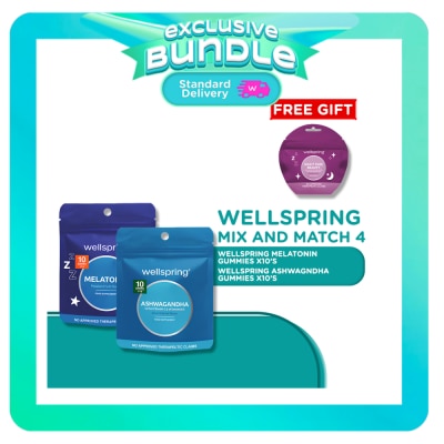 WELLSPRING Wellspring Melatonin Gummies X 10'S + Wellspring Ashwagndha Gummies X 10S With Free Gift image