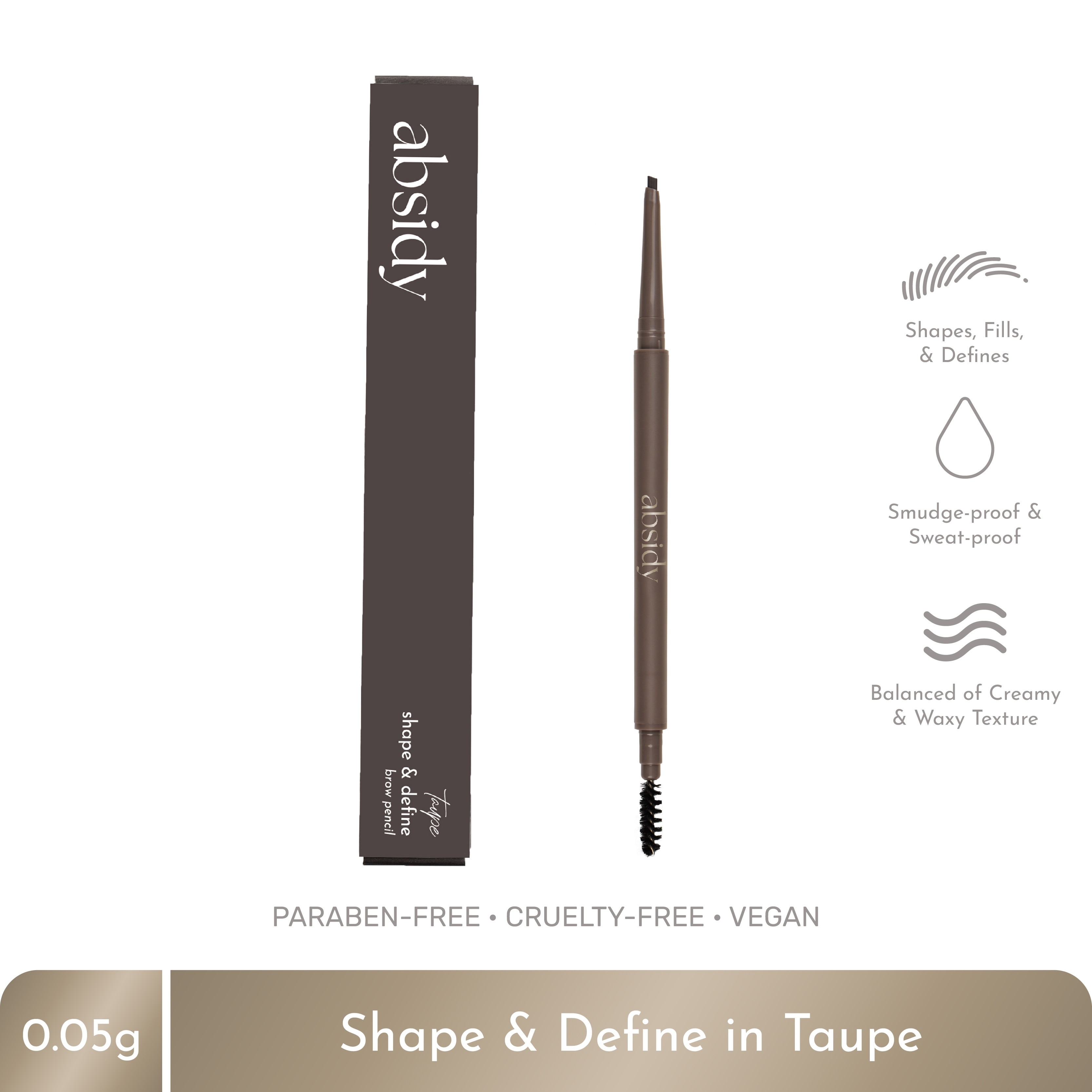 ABSIDY Shape & Define Brow Pencil Taupe w/ Free Refill