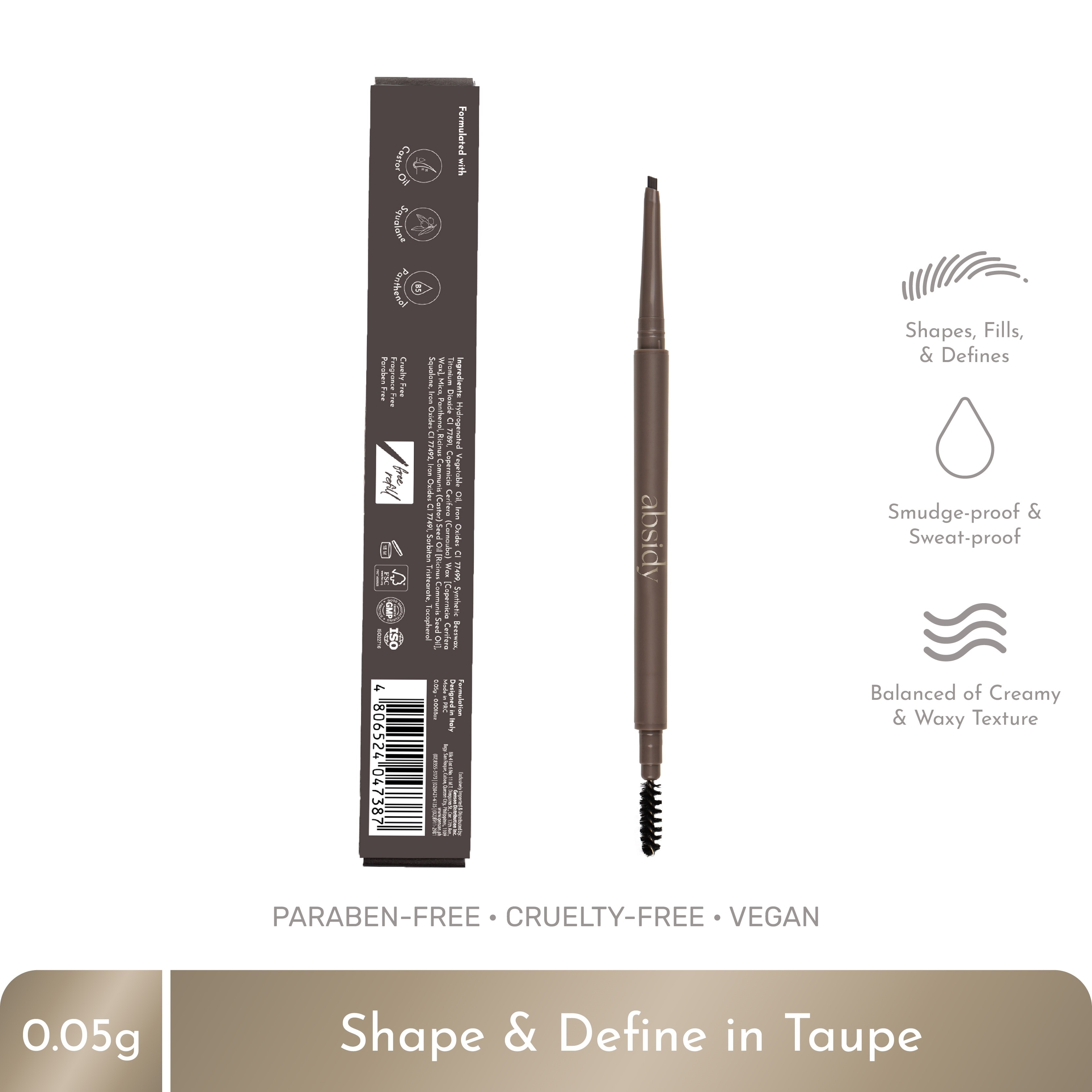 ABSIDY Shape & Define Brow Pencil Taupe w/ Free Refill